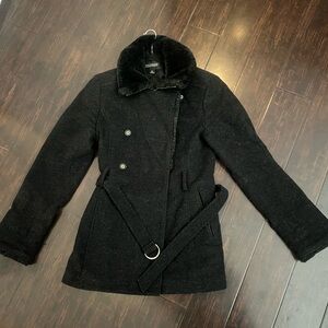 Women's Black Double-Breasted Coat